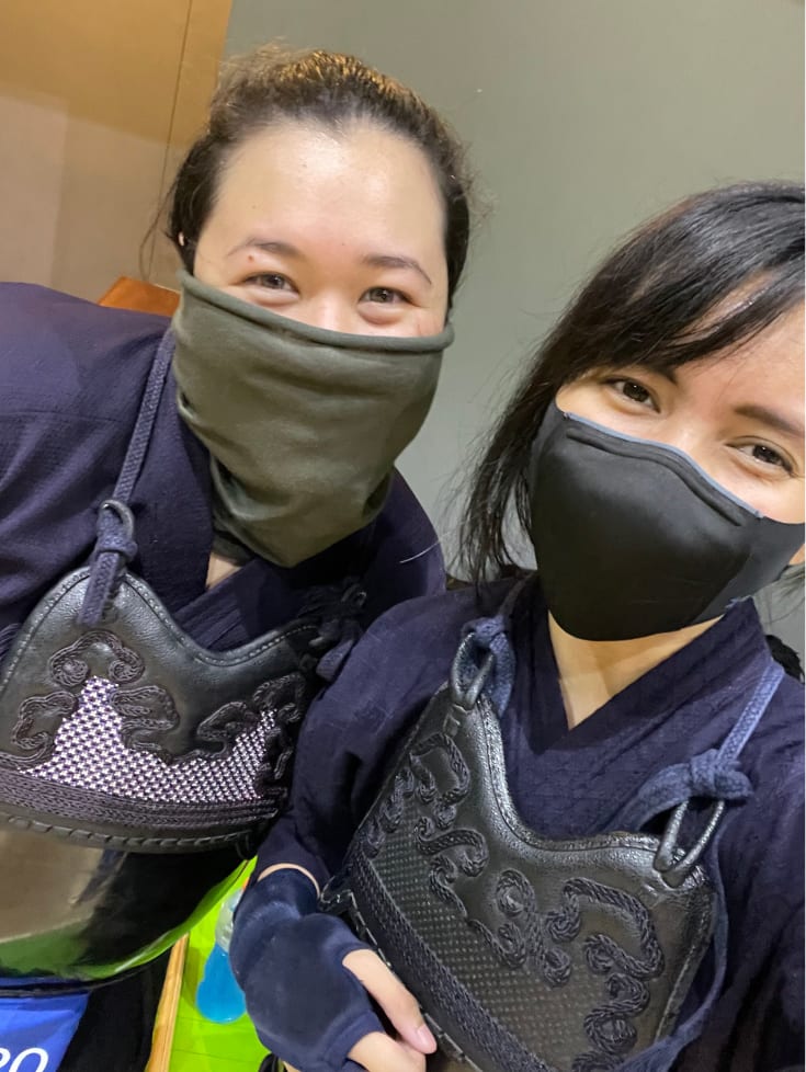 Sam with her friend, Leanne