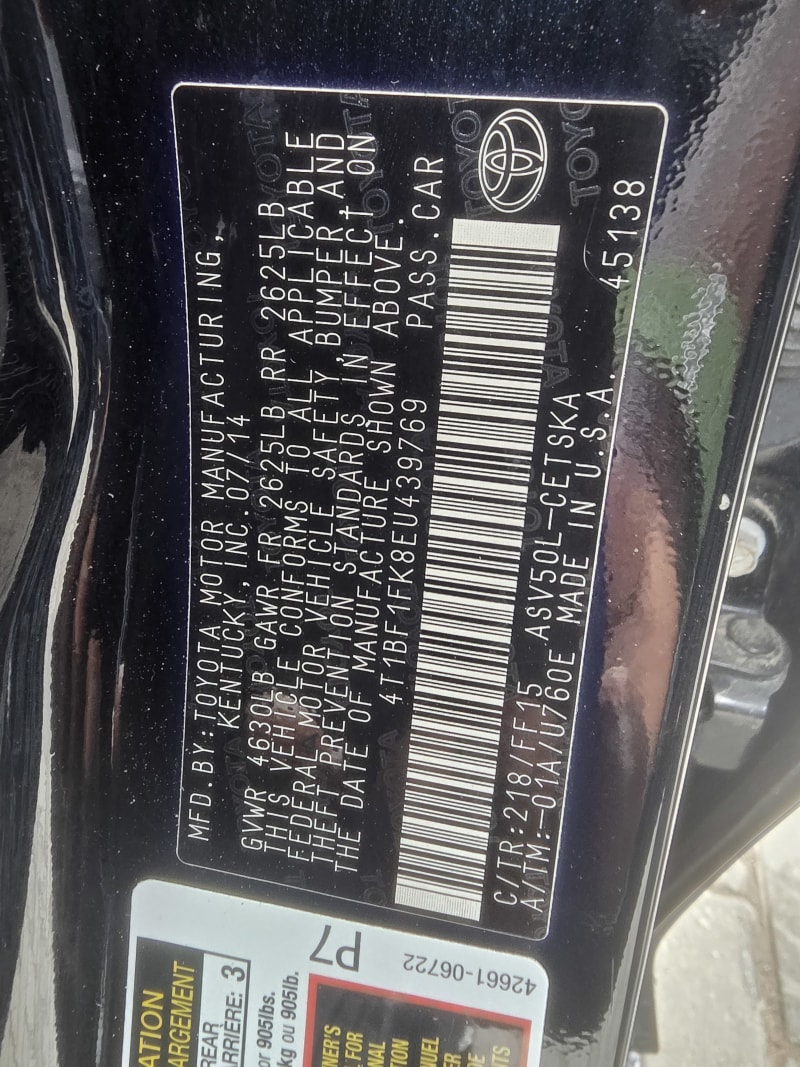 TOYOTA Camry 2.4 L L4 Shomolu