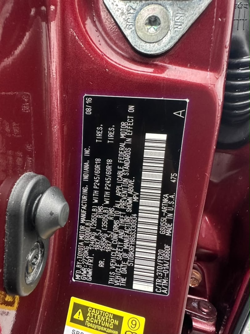 TOYOTA Highlander 3.5 L V6 Eti Osa