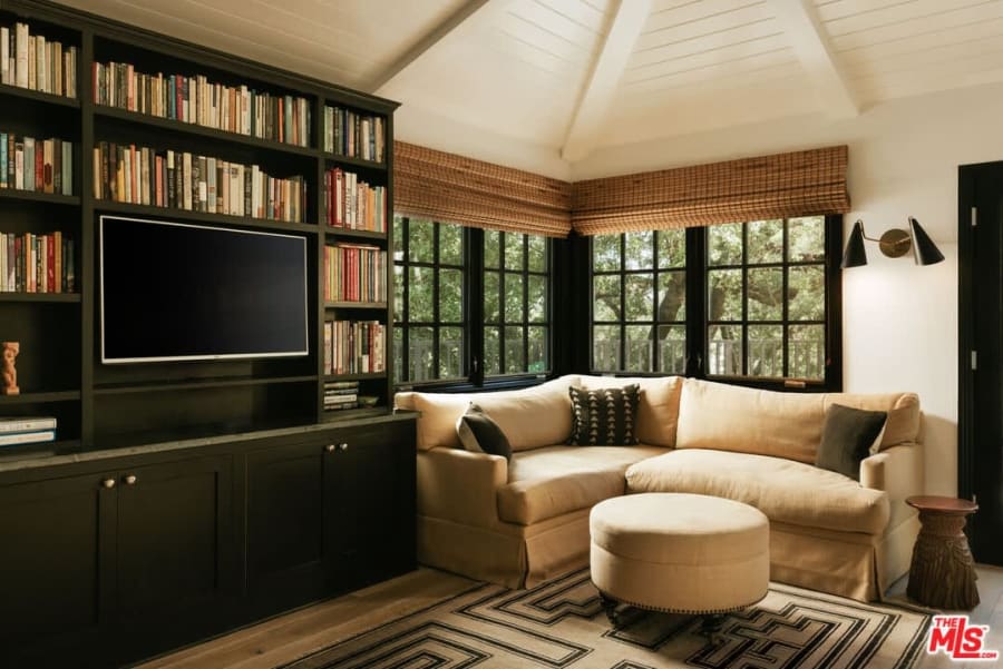 Sitting room with built-in bookshelves, 16822 Escalon Dr