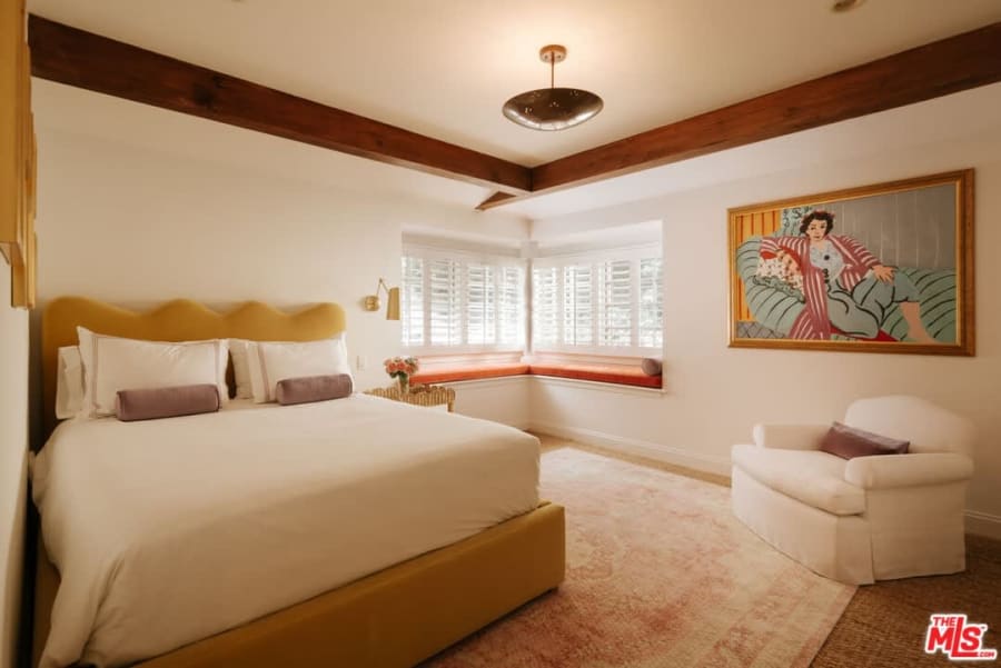 Bedroom with beams and window seat, 16822 Escalon Dr