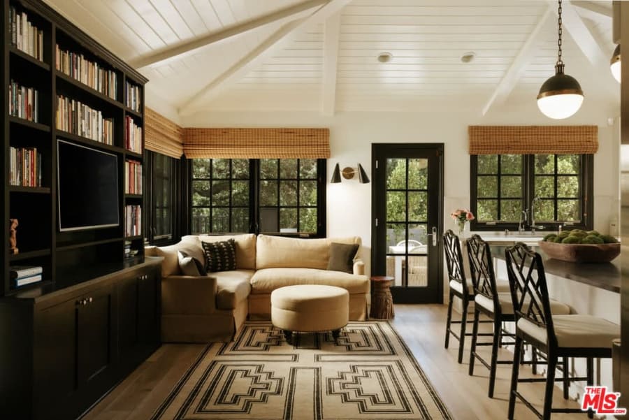 Family room with vaulted ceiling and built-ins, 16822 Escalon Dr