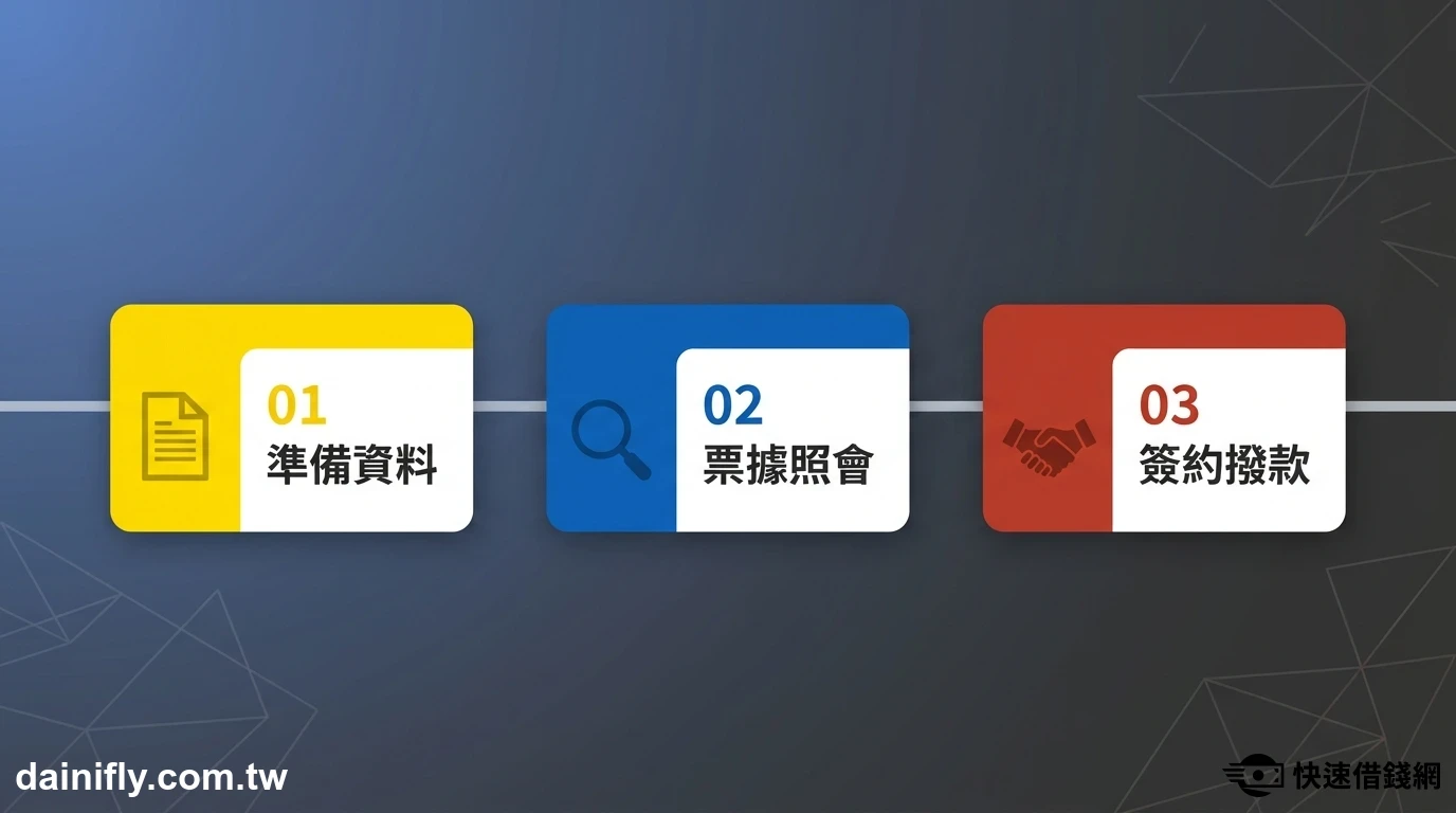 民間支票借款流程三步驟圖卡