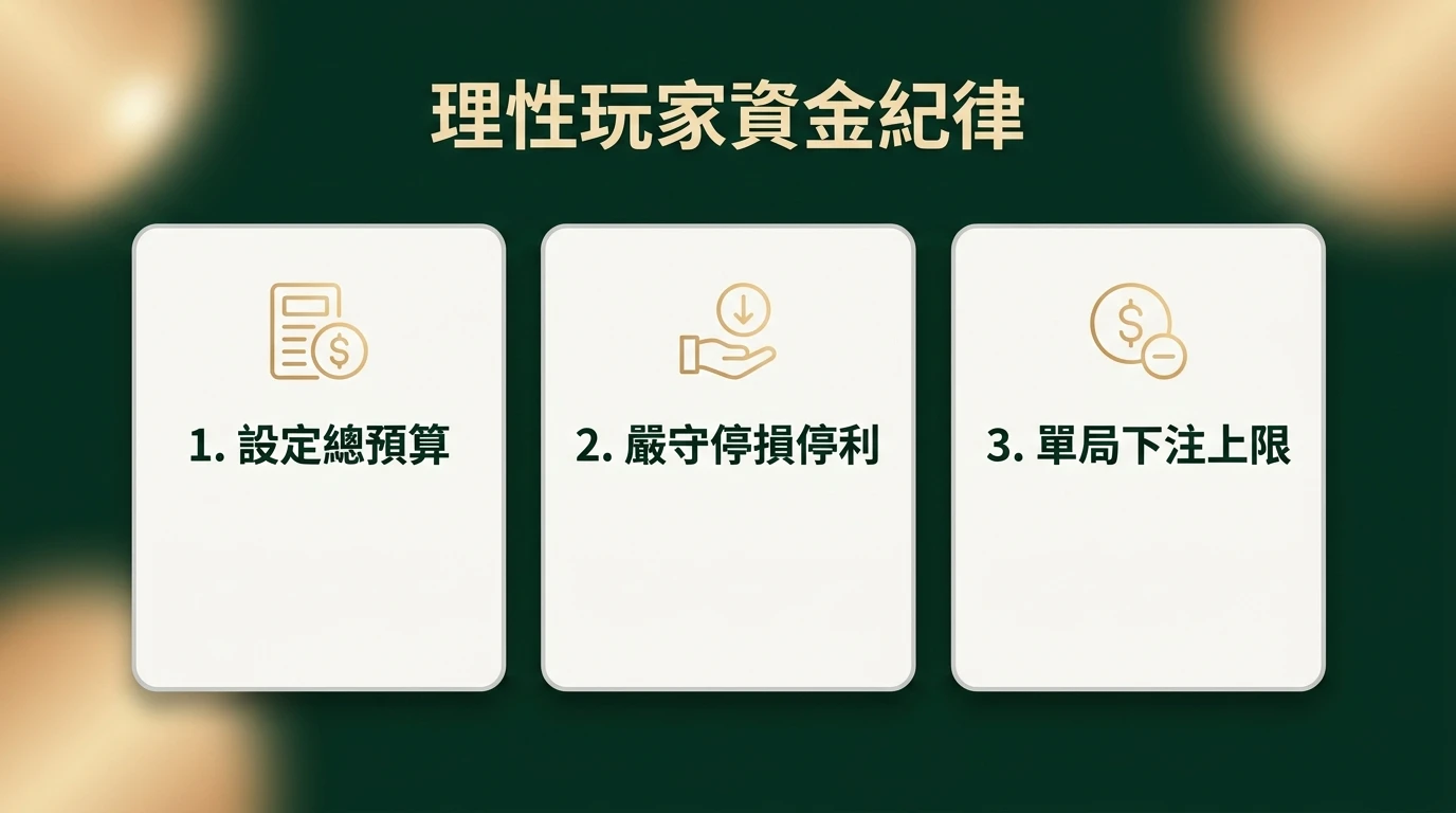 百家樂資金管理三大紀律圖