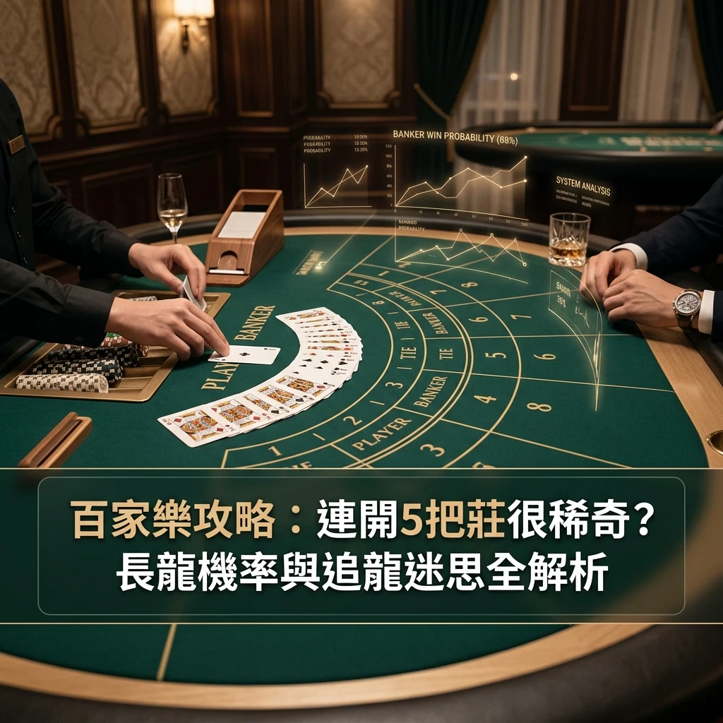 百家樂攻略長龍機率分析示意圖