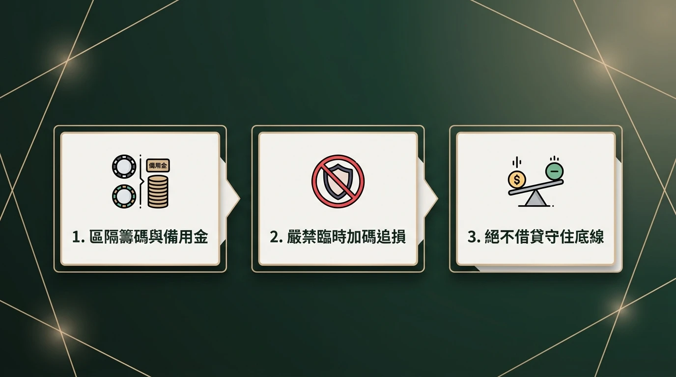 百家樂資金管理落實三步驟圖卡