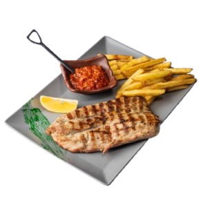 Filetto di maiale con relish e patatine fritte