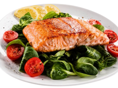 Filetto di salmone con mix di insalate fresche