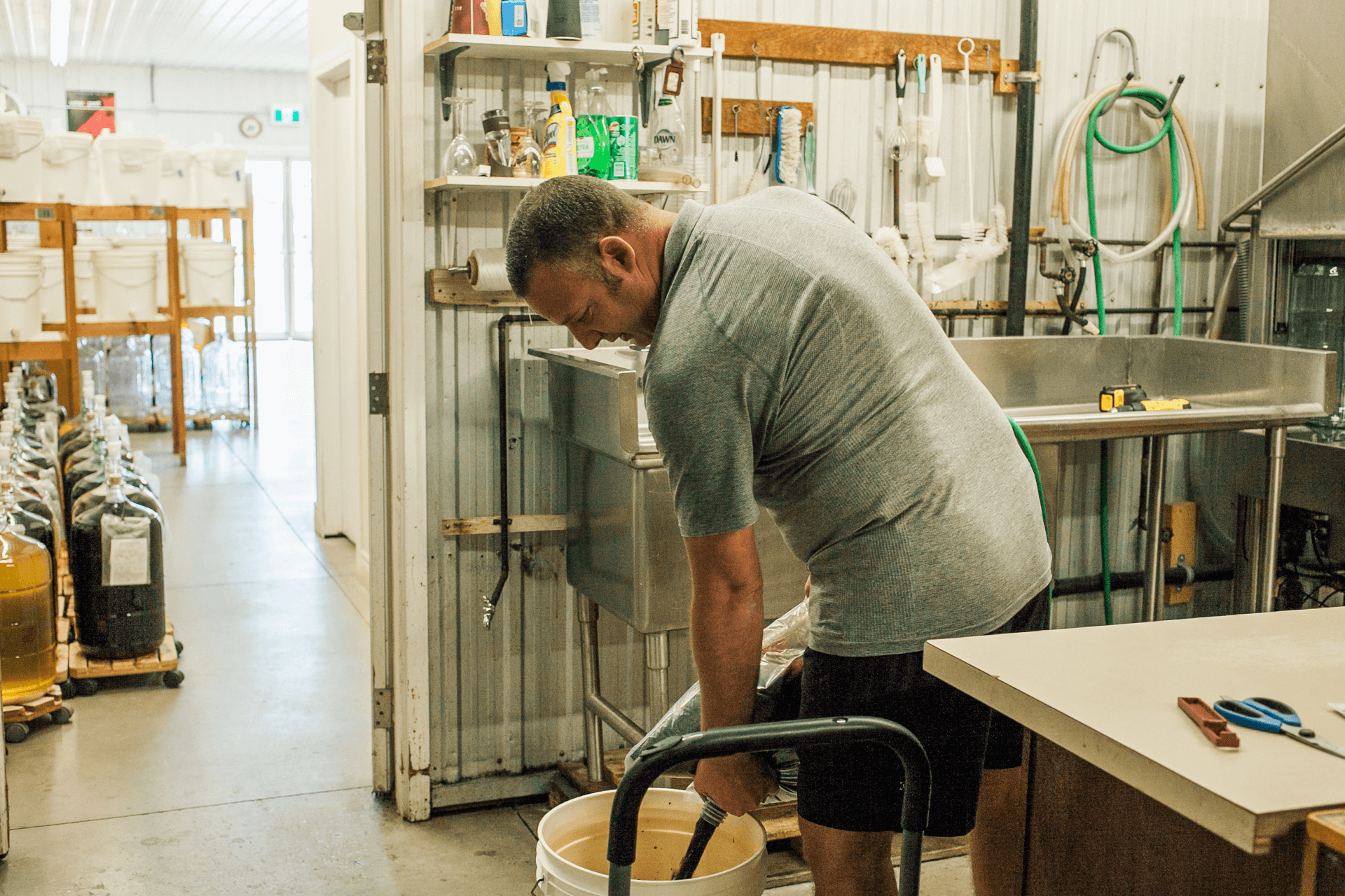 owner making wine