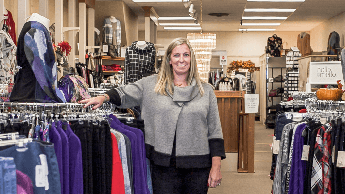 owner standing in clothing store