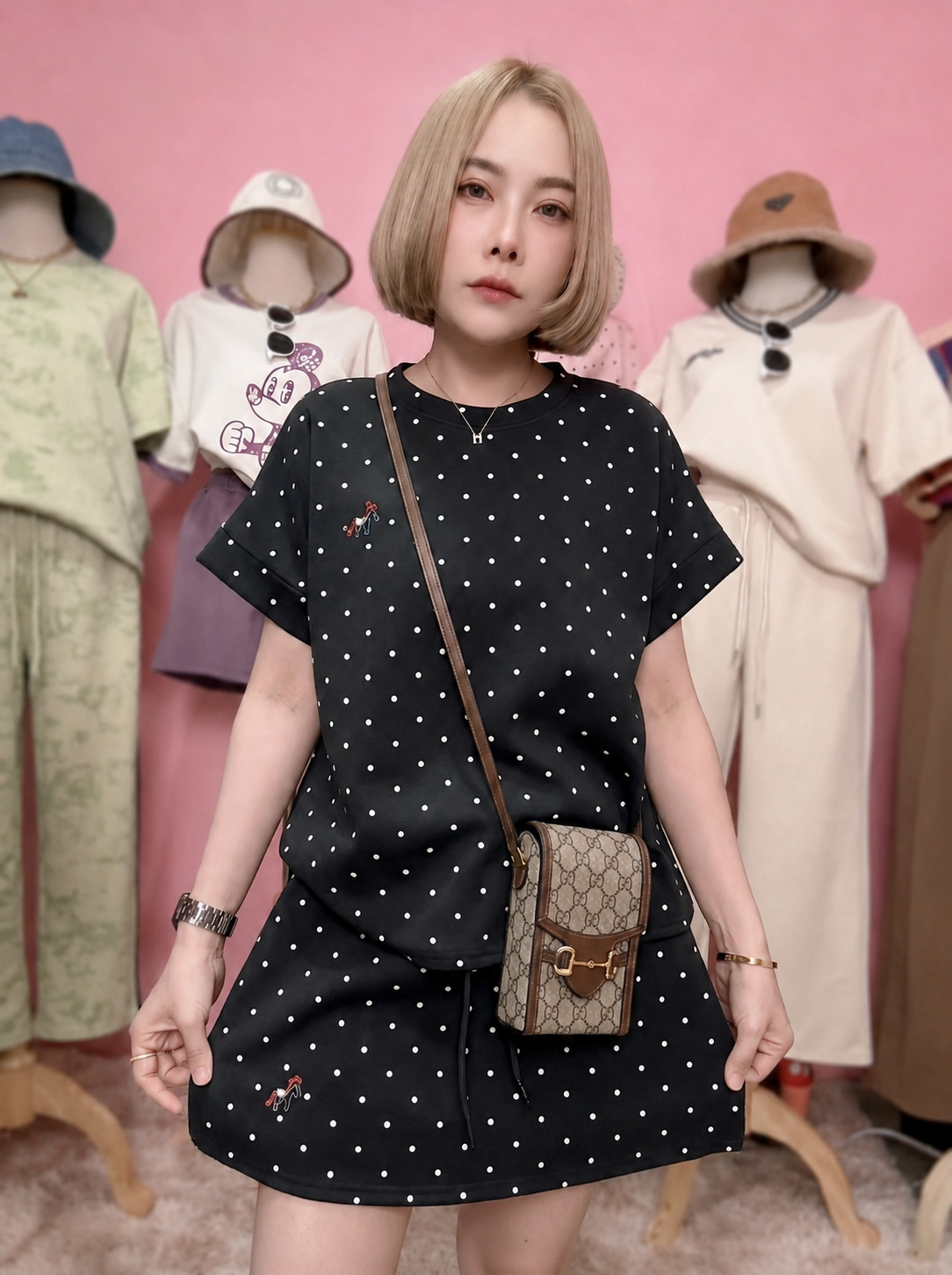 Set chấm bi thun suông