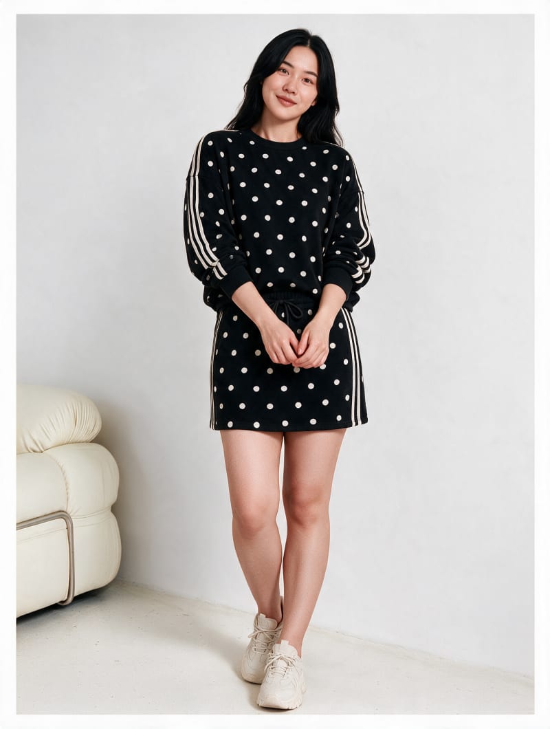 Set chấm bi dài tay sọc thể thao