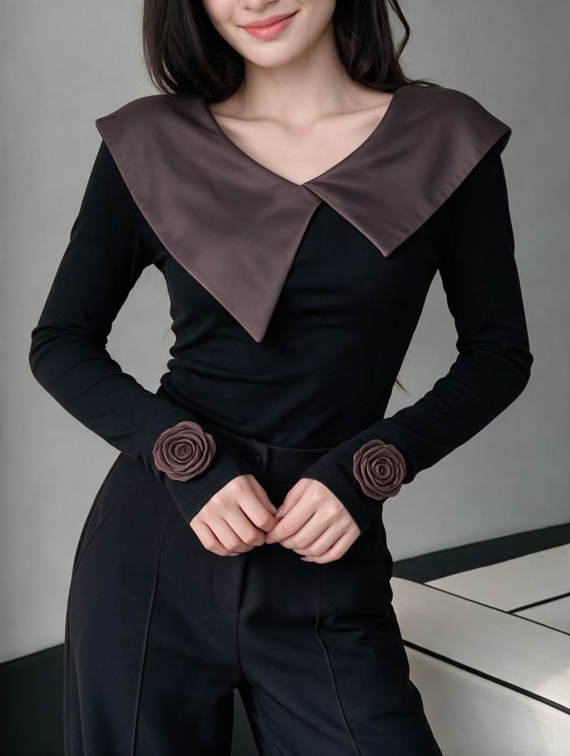 Áo bozip dài tay cổ lụa hoa hồng