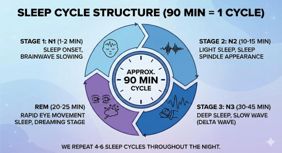 Sleep cycle structure (90 minutes = 1 cycle)