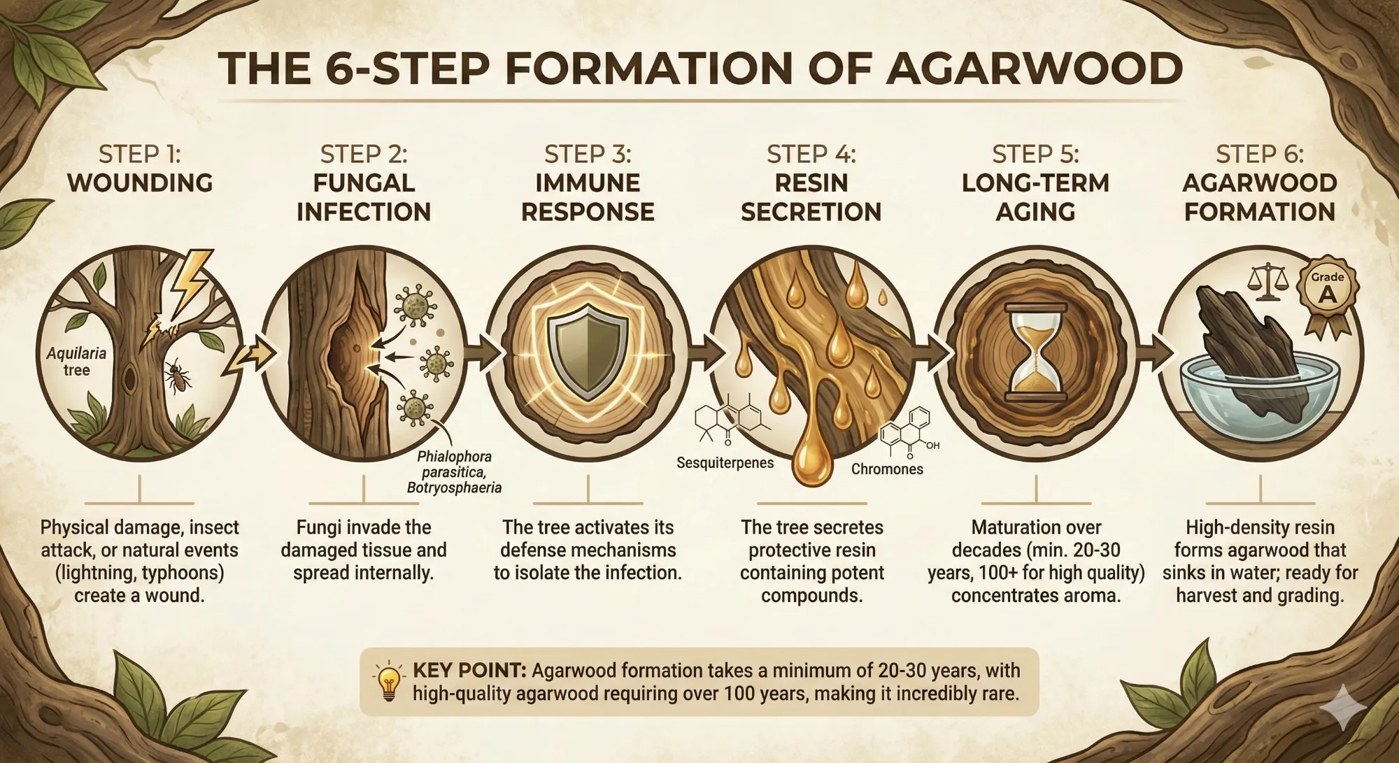 Six Stages of Agarwood Formation