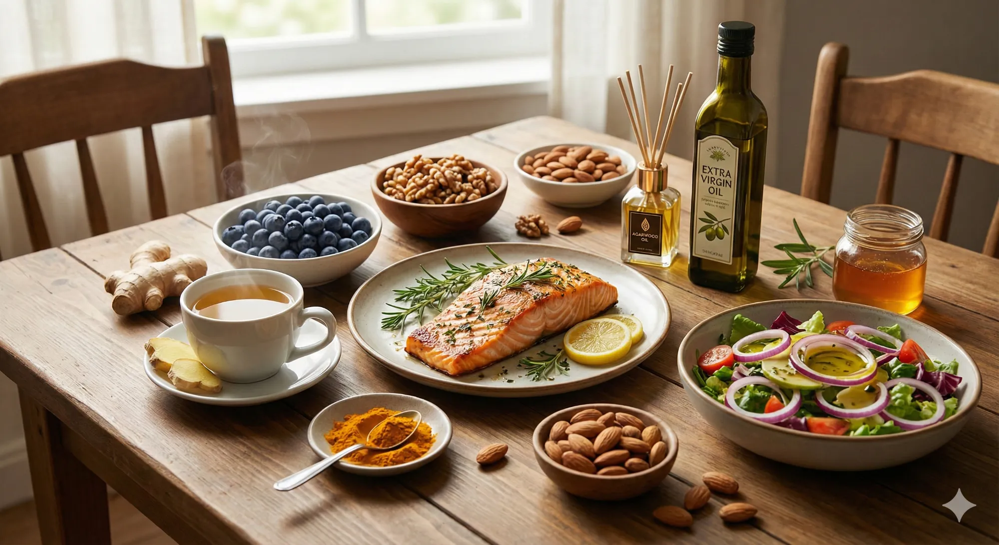 Foods that maximise the anti-inflammatory efficacy of agarwood