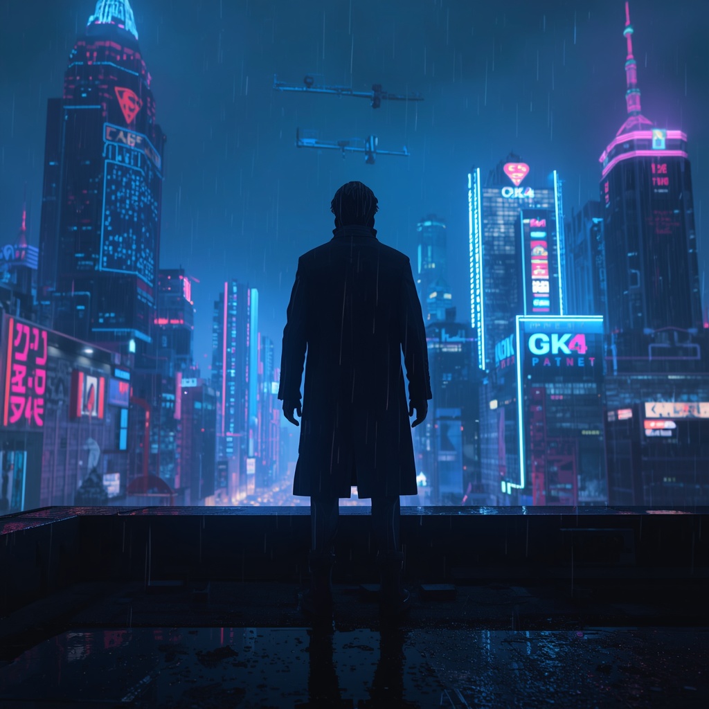 Cyberpunk Character — Rooftop 4K wallpaper free download
