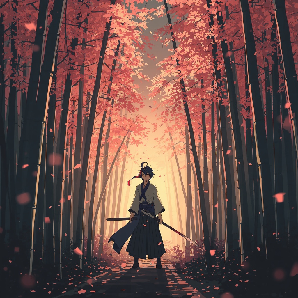 Anime Warrior — Bamboo Dawn 4K wallpaper free download