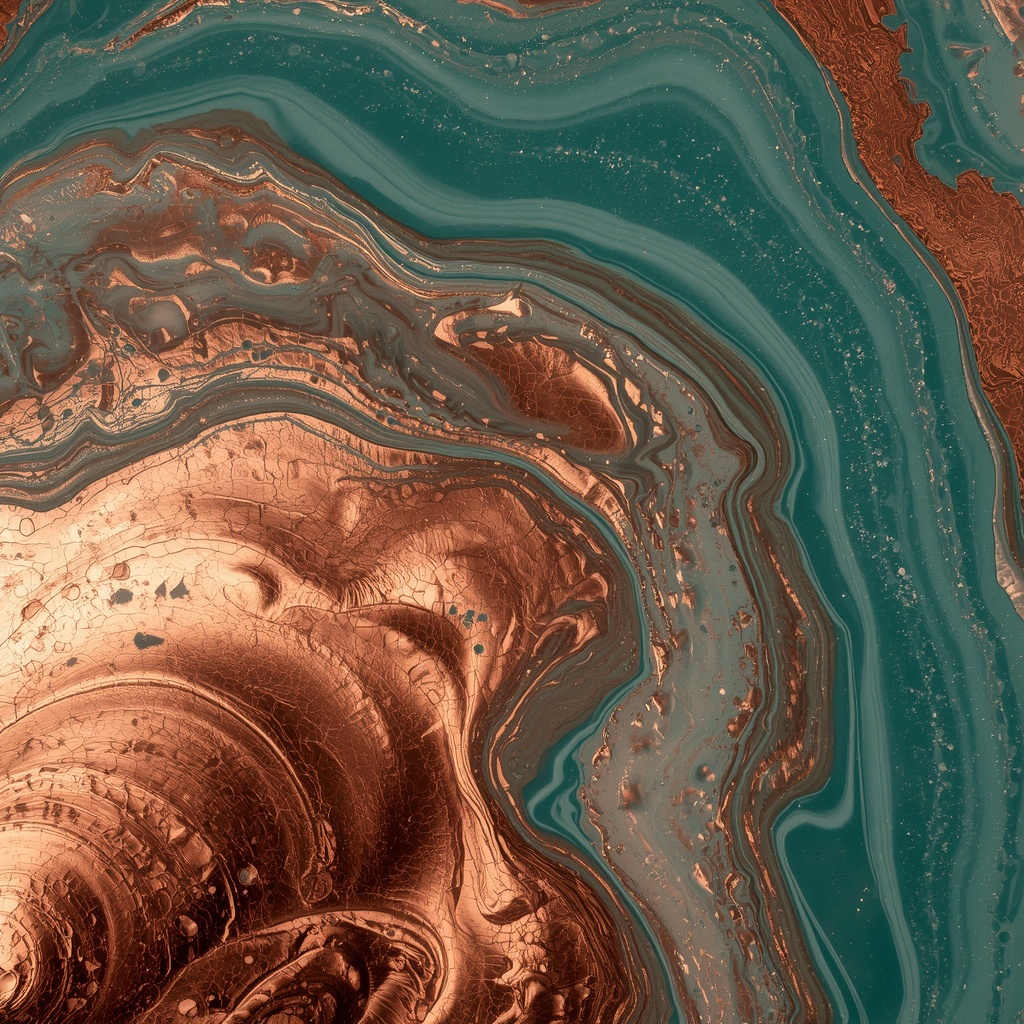 Molten Copper — Teal Liquid Marbling 4K wallpaper