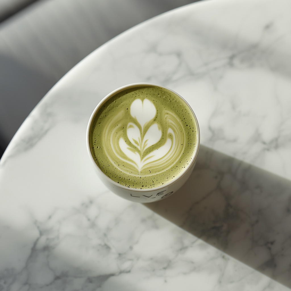 Matcha Latte — Marble Table 4K wallpaper