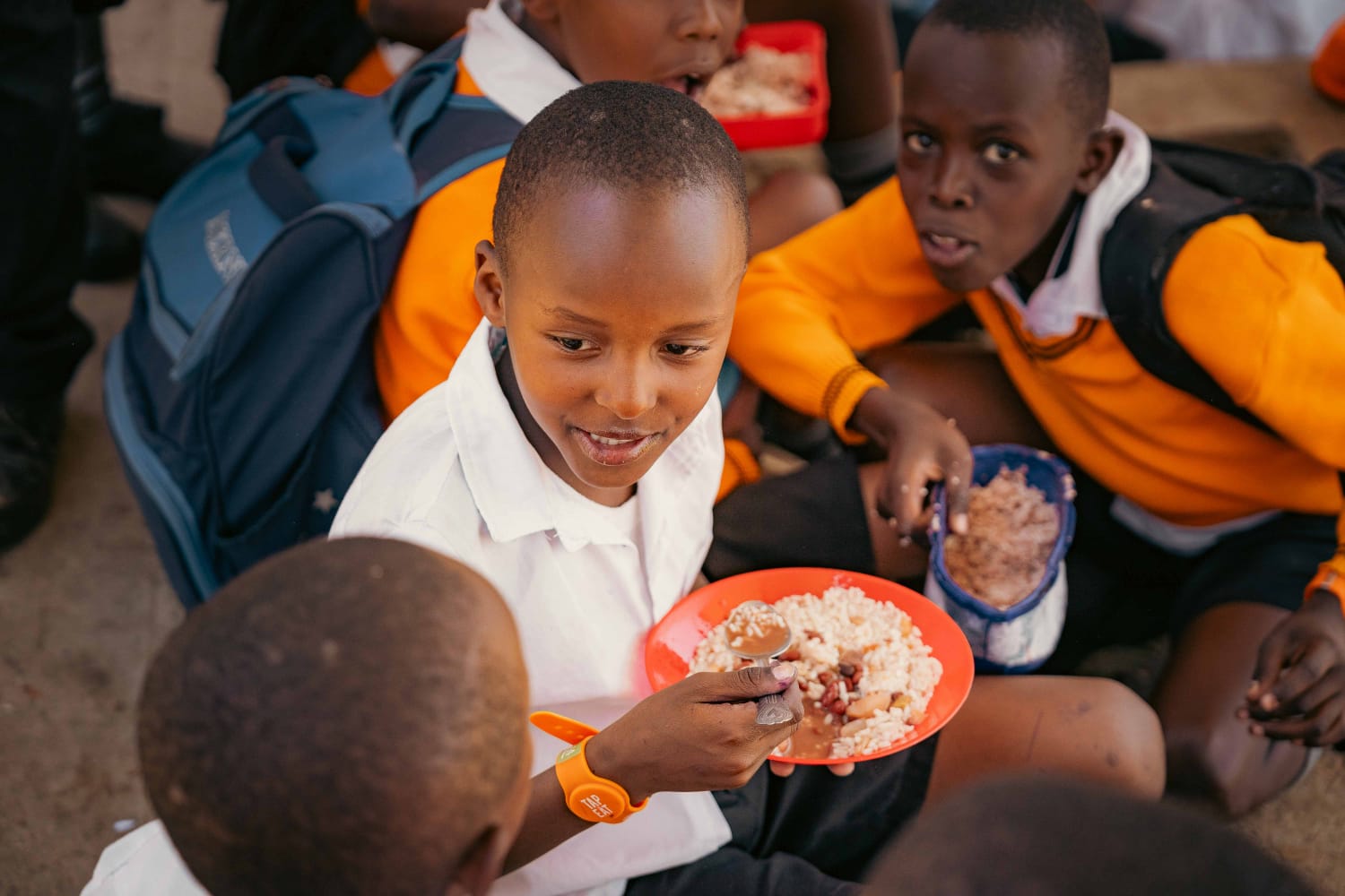 Free school meals program - children eating