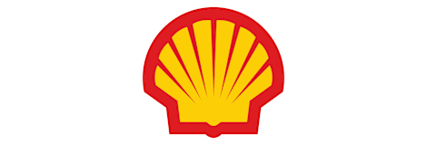A yellow scallop shell is centered within a red circular border against a plain white background.