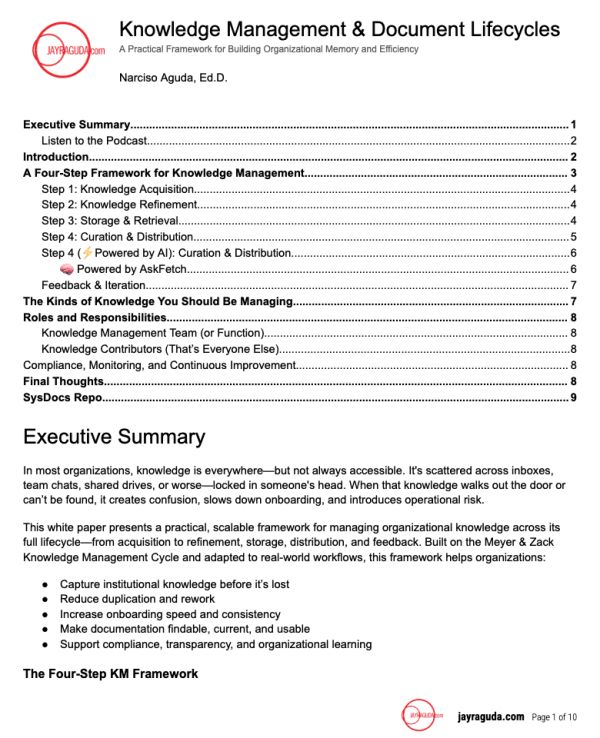 Knowledge Management Framework White Paper Cover