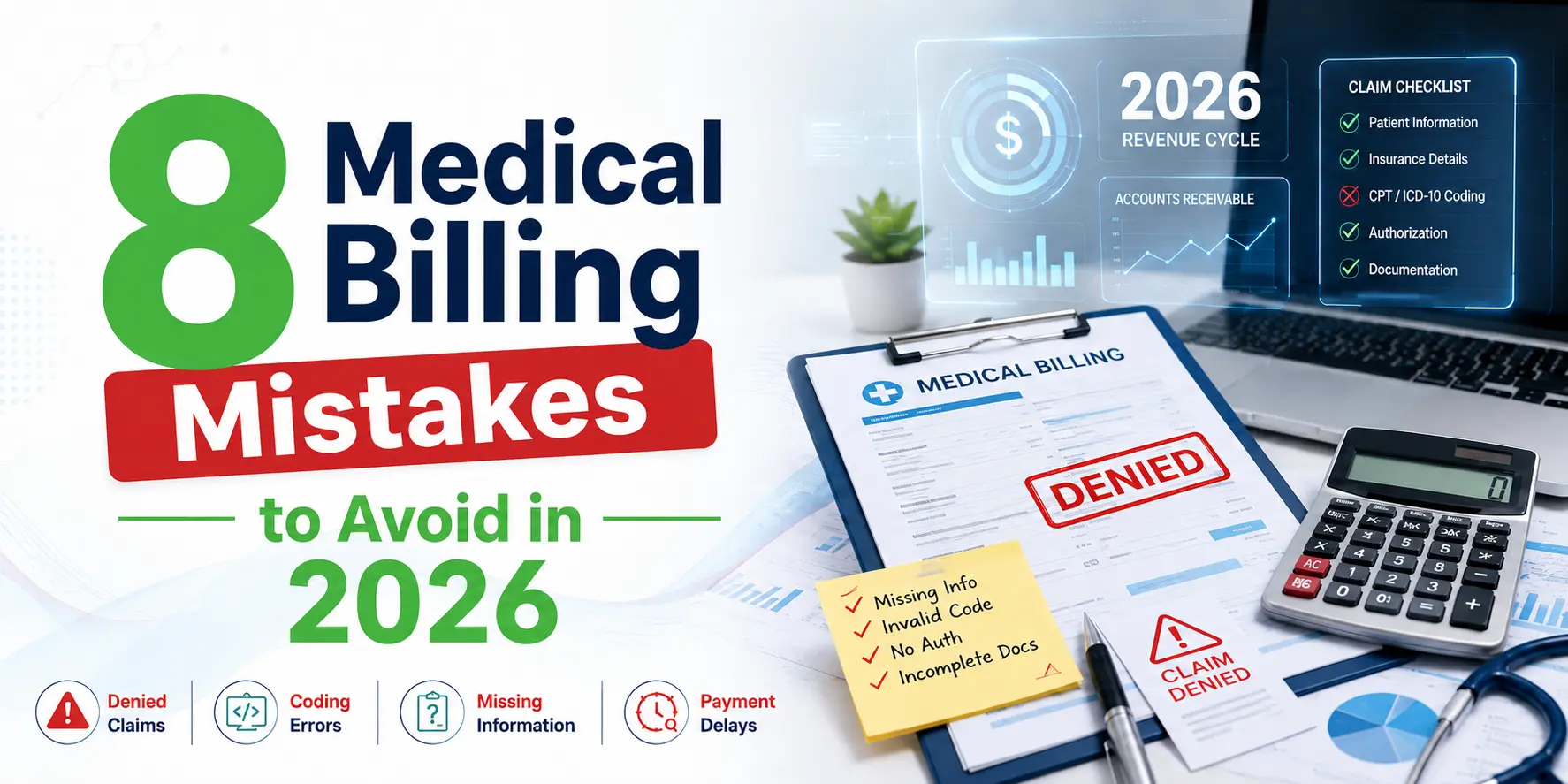 8 Medical Billing Mistakes to Avoid Before Denials in 2026