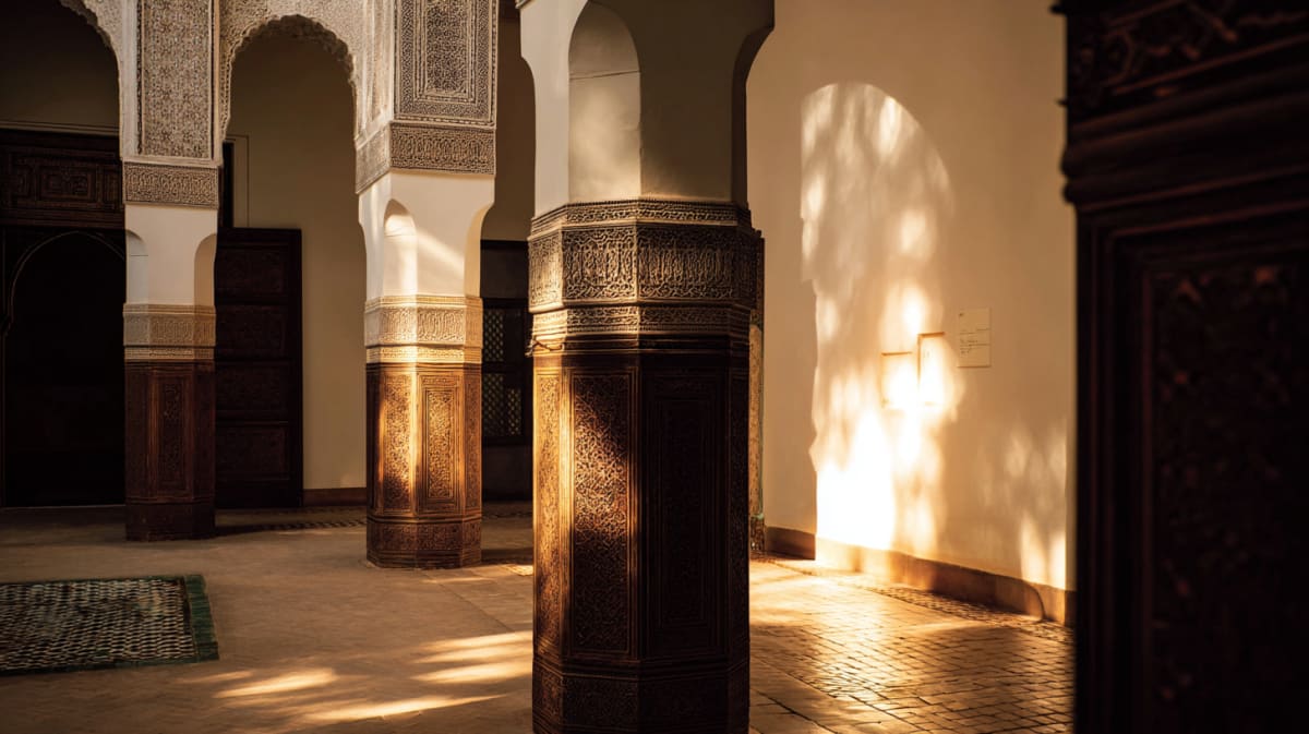 The garden courtyard of Dar Batha museum, home to the Fes ceramics collection