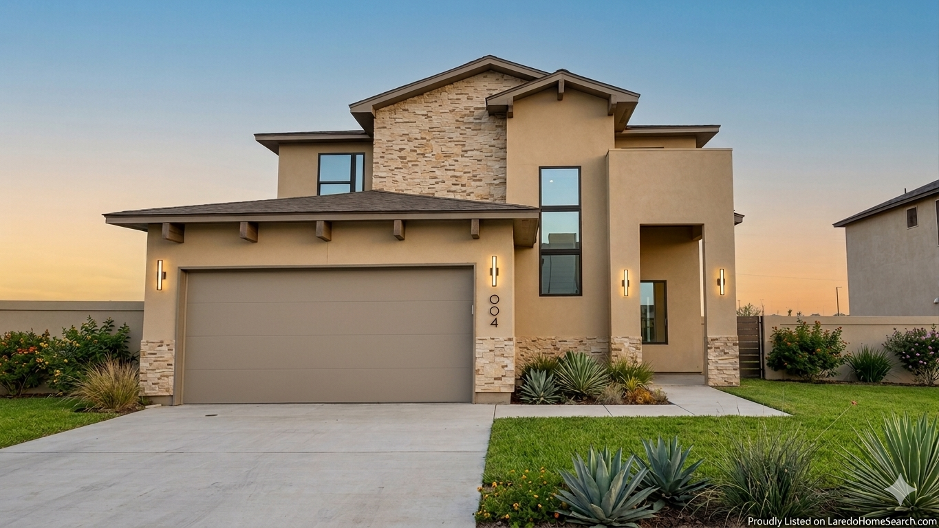 AI-generated sample new construction home style for Wright Ranch in Laredo