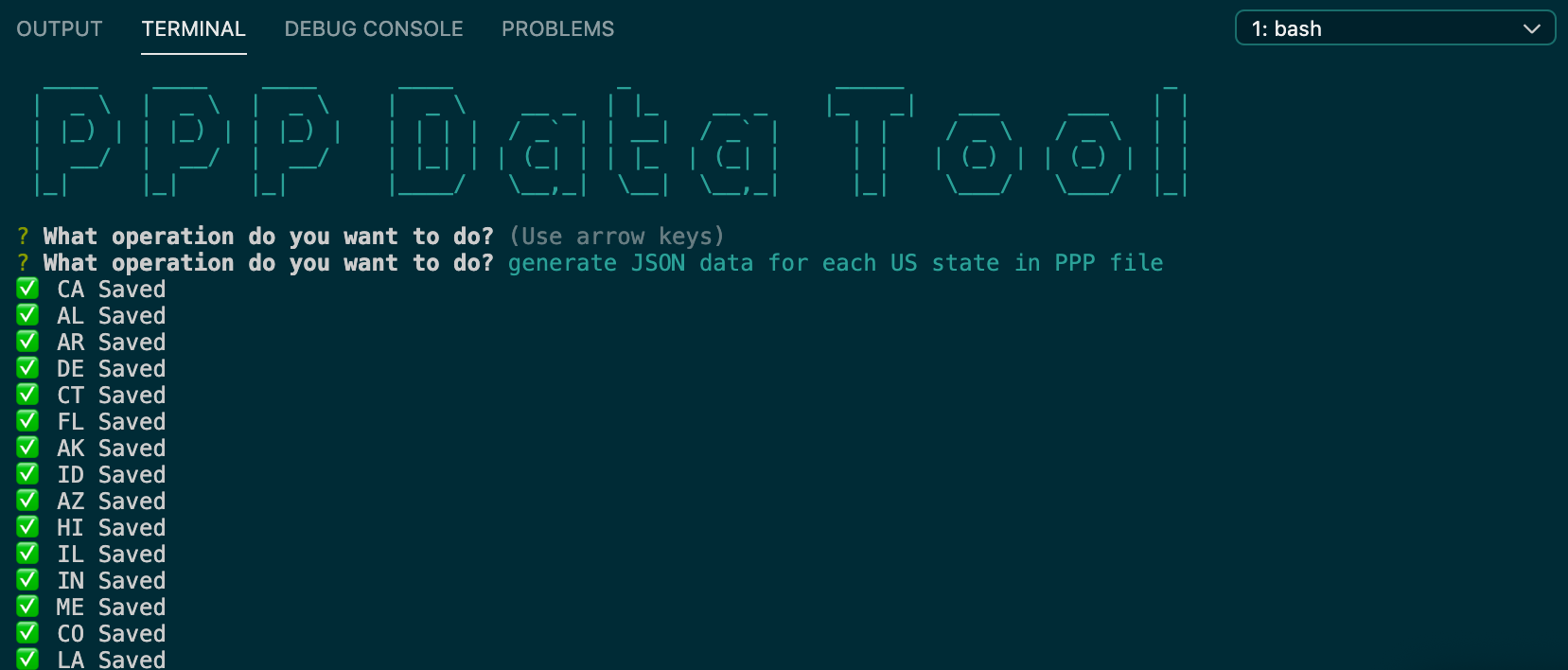 Image of Simple CLI generating data for US States