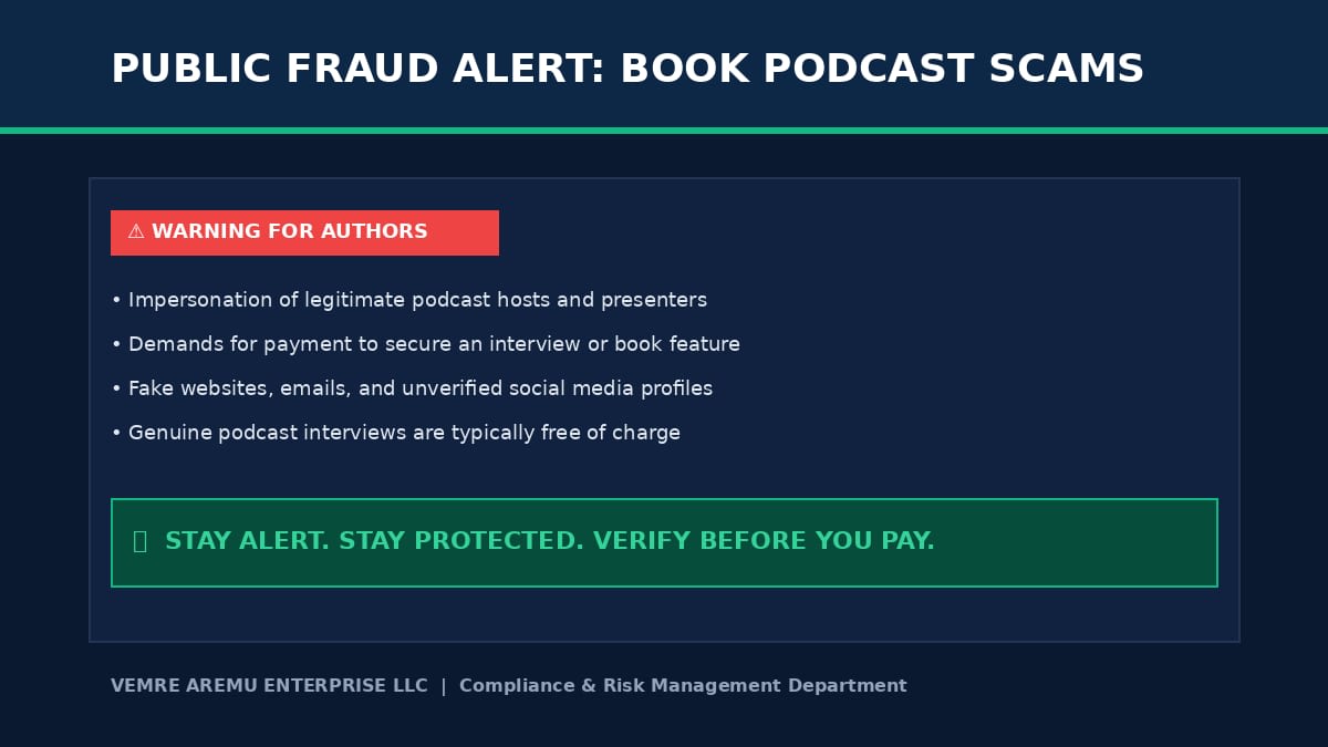 ⚠️ BEWARE OF BOOK PODCAST INTERVIEW SCAMS