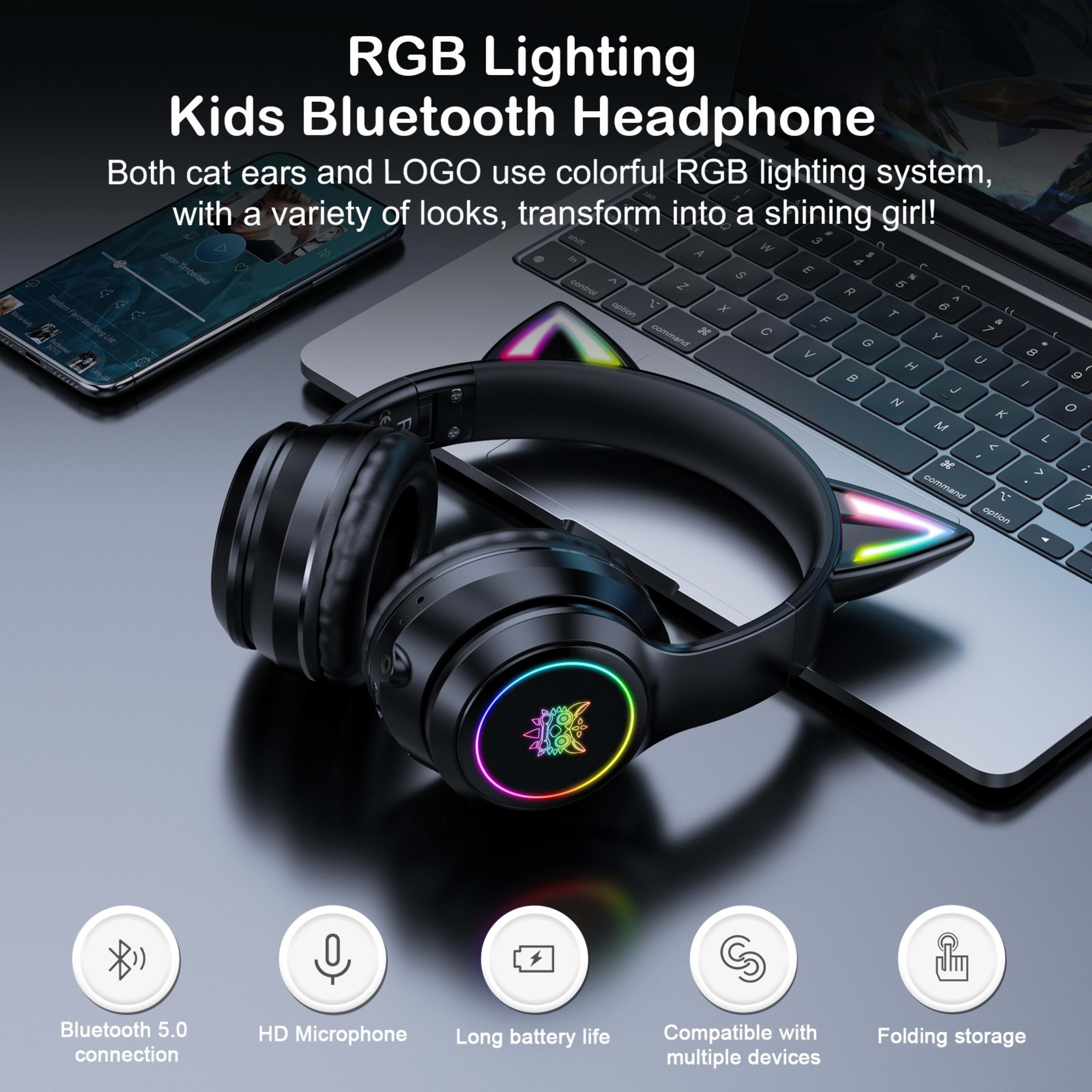 Blue Onikuma B90 Bluetooth Negra 5