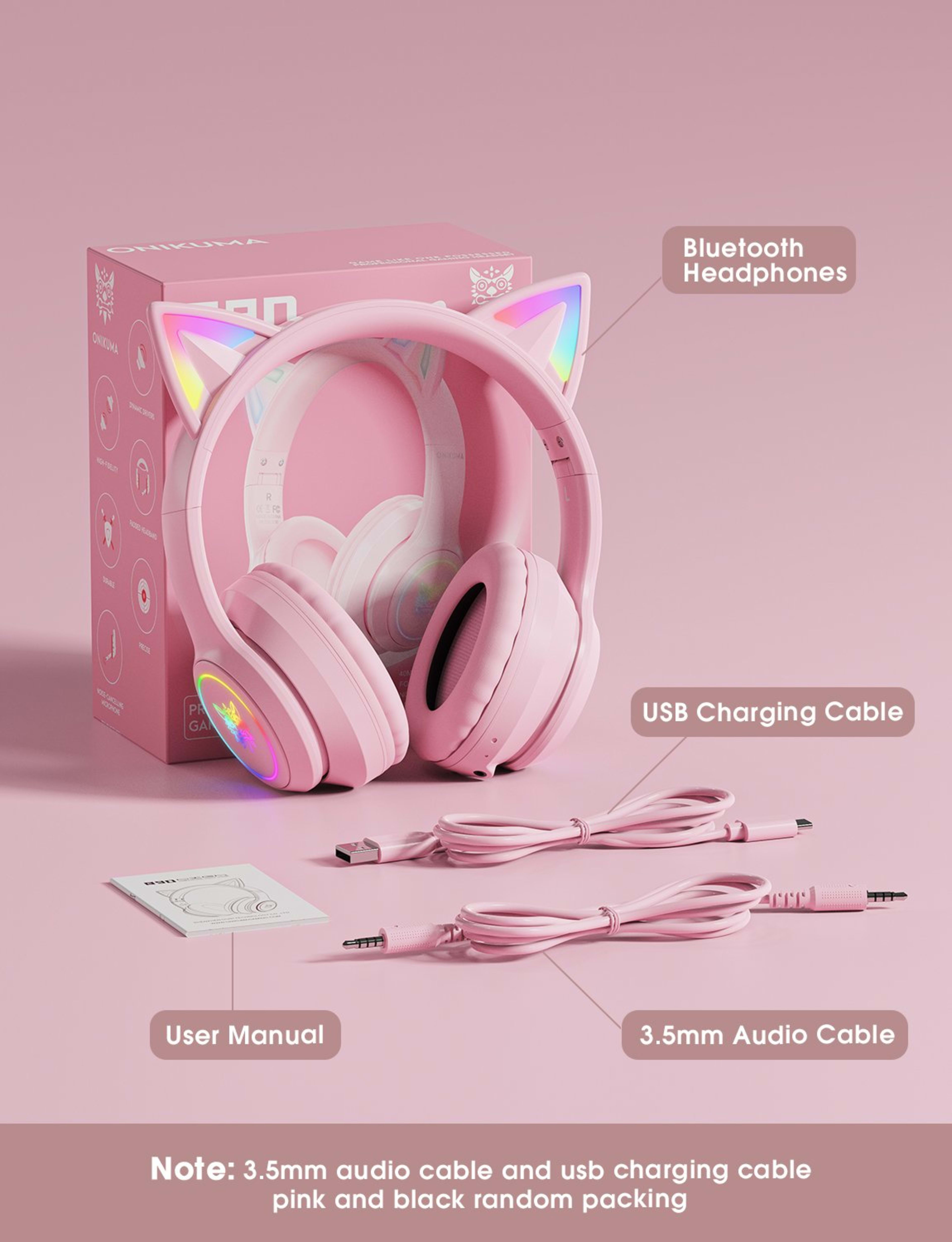 Blue Onikuma B90 Bluetooth Rosa 6