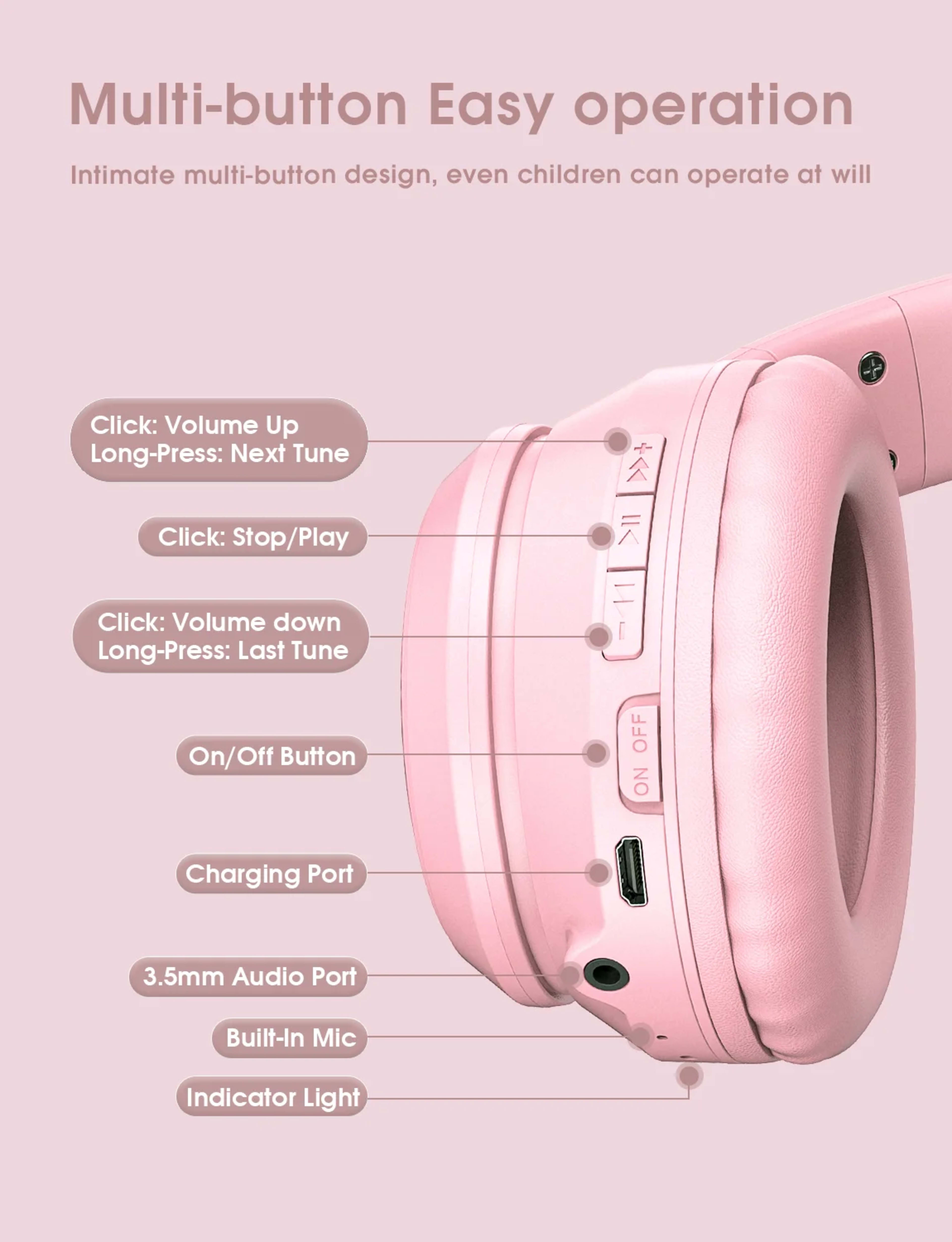 Blue Onikuma B90 Bluetooth Rosa 3