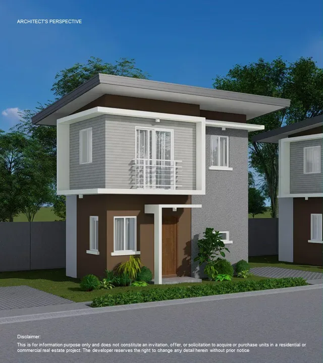 a two story house with a balcony and balcony