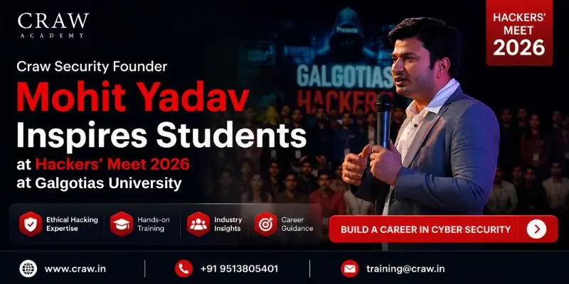 Craw Security Founder Mohit Yadav Inspires Students at Hackers’ Meet 2026 at Galgotia University