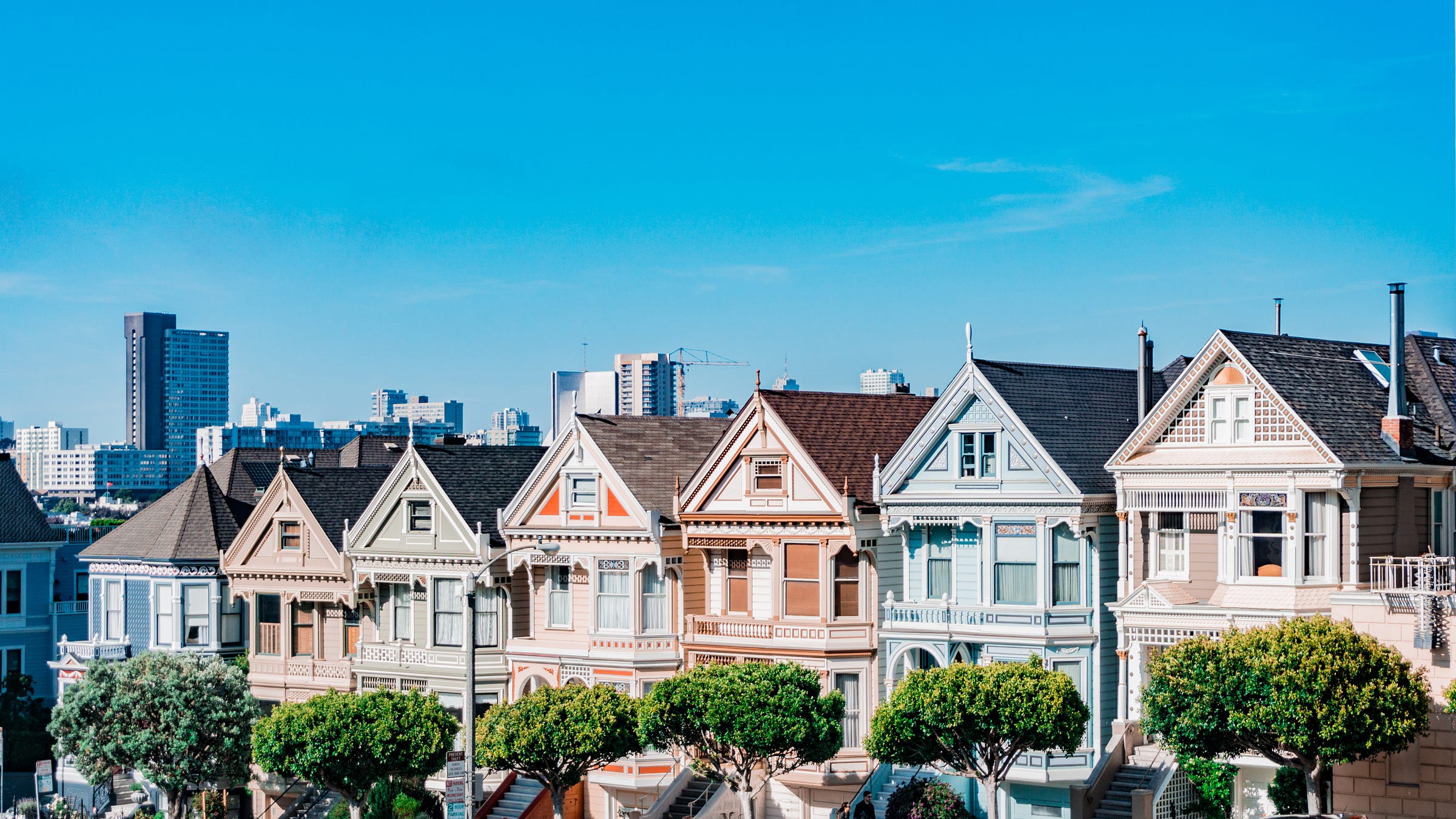 Rows of suburban houses seen from above