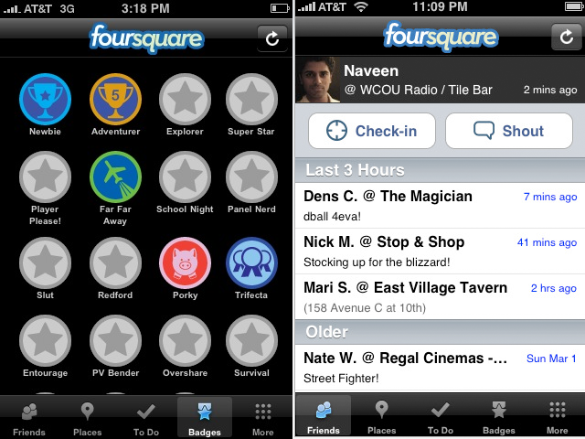 Early Foursquare app shown at SXSW in 2009