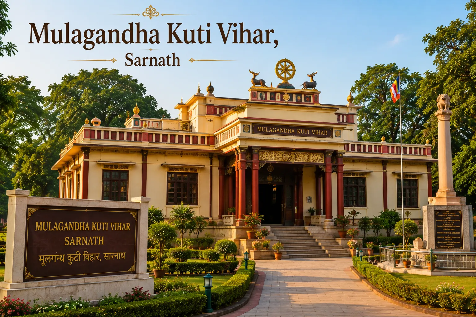 Mulagandha Kuti Vihar Sarnath - The turreted Buddhist temple at Sarnath