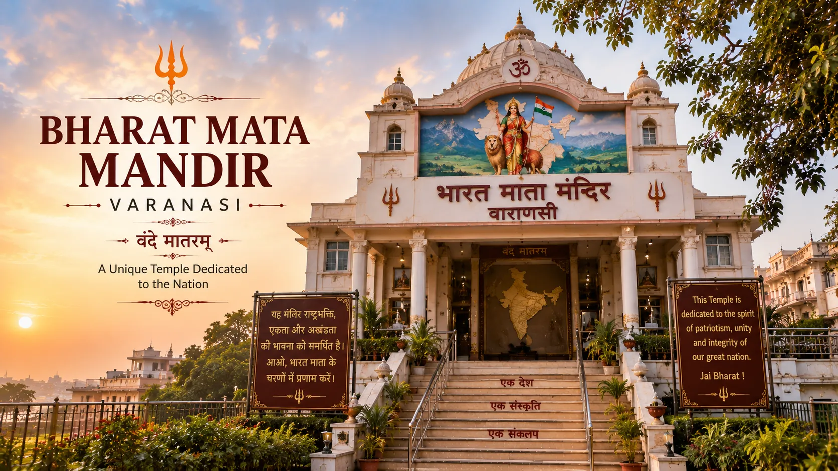 Bharat Mata Mandir Varanasi - The marble relief map of undivided India seen from the viewing gallery