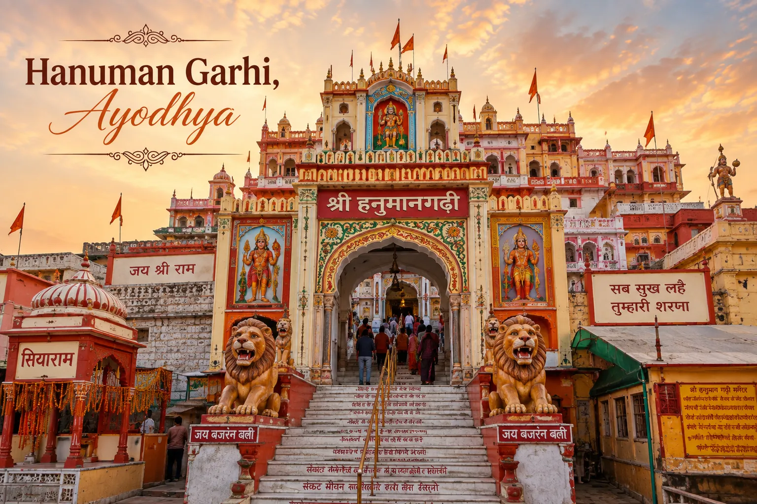 Hanuman Garhi Ayodhya - The fort-like Hanuman Garhi atop its steps