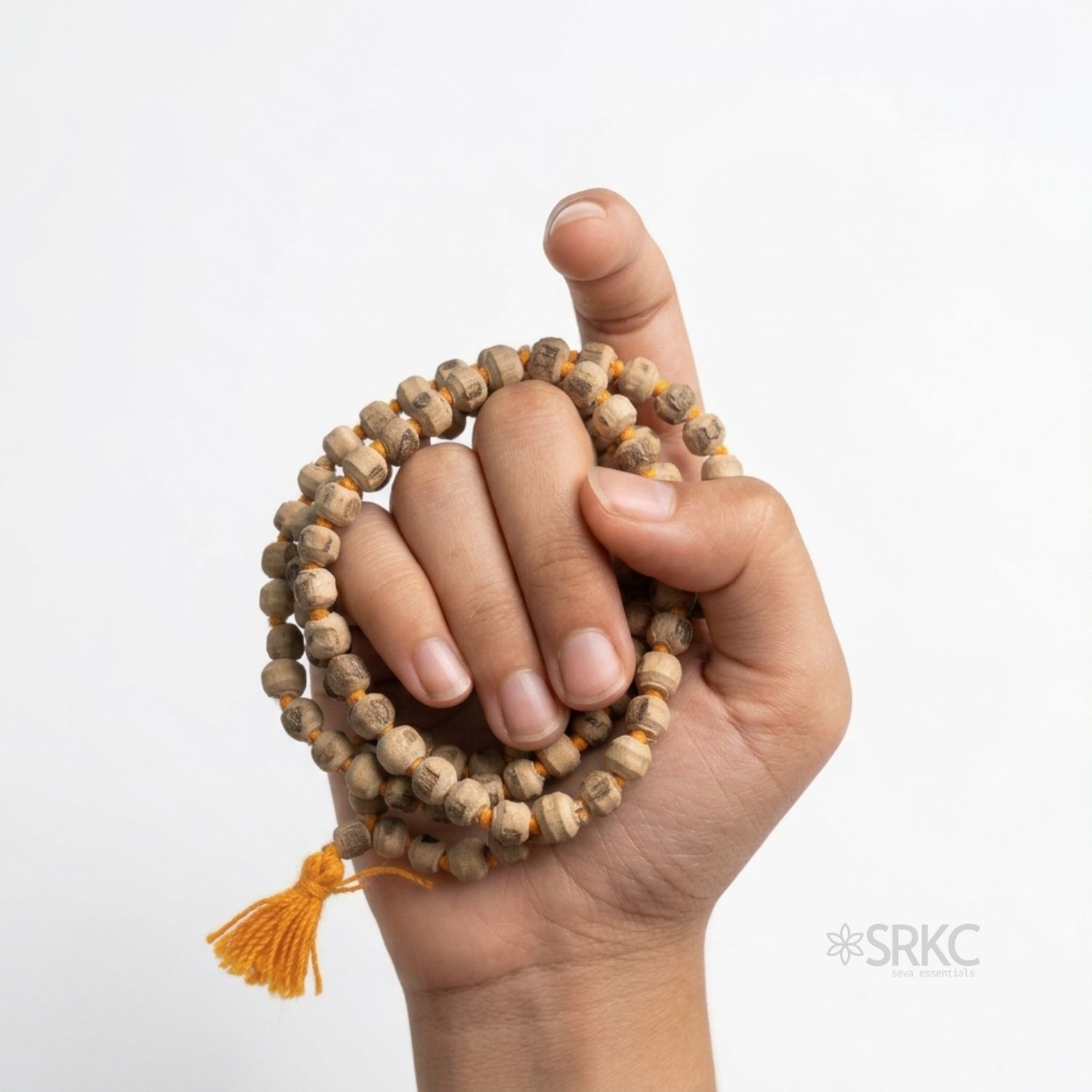Tulsi Japa Mala 108+1 Natural Finish Hand-Knotted Vrindavan | SRKC - view 1
