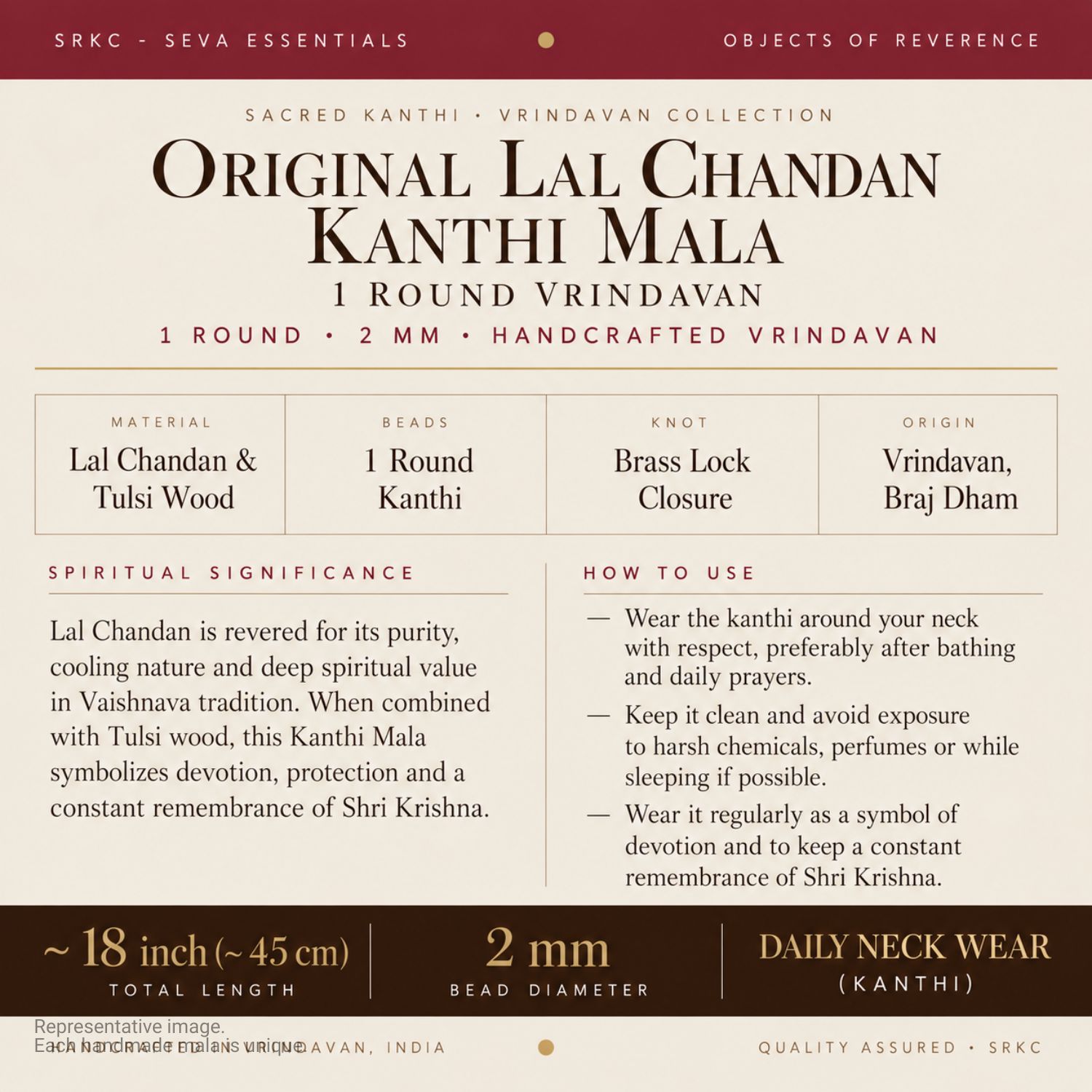 Original Tulsi Chandan Kanthi Mala 2 Round Vrindavan - view 5