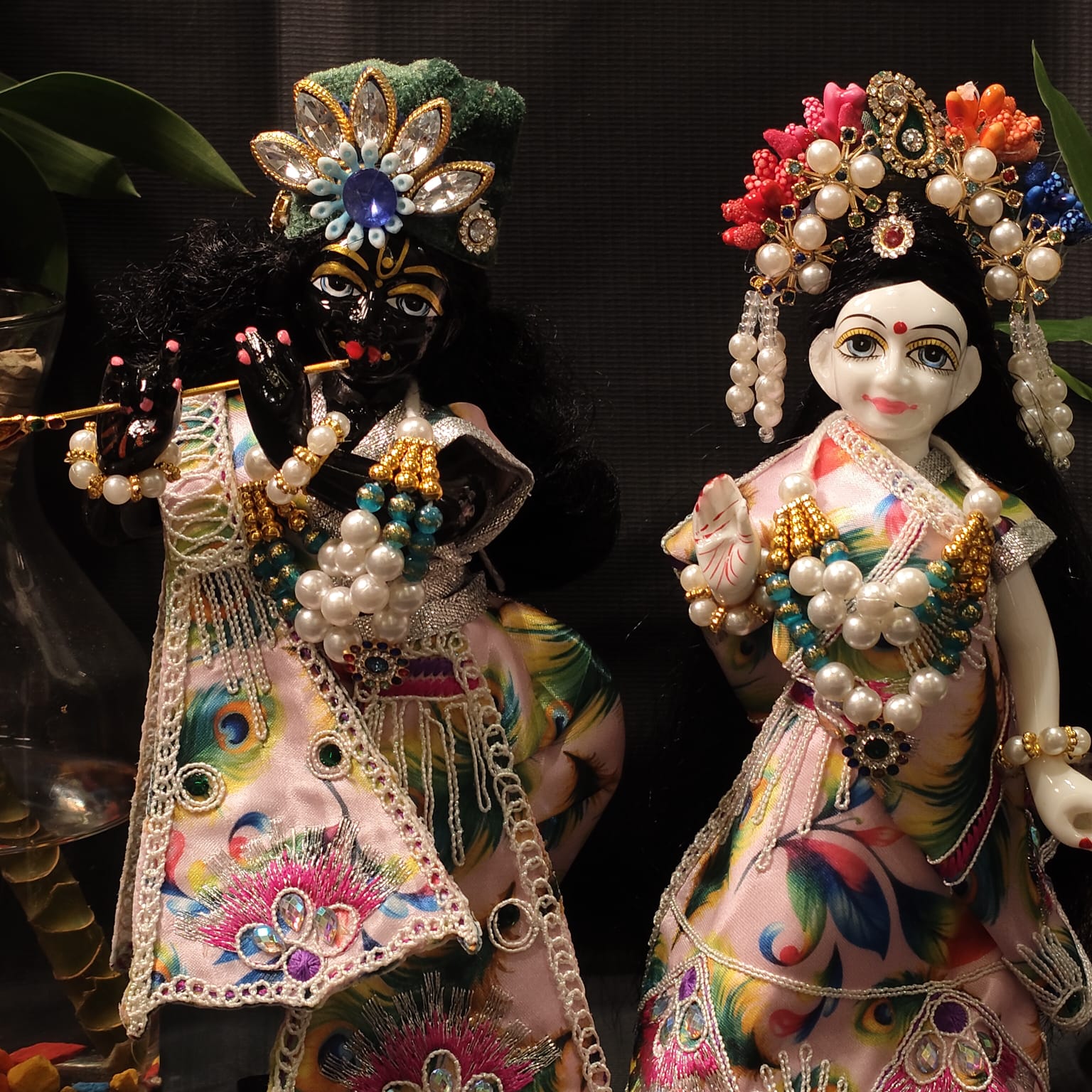 Radha Krishna Jugal Jodi Marble Dust Idol – 9 Inch with Complete Complementary Shringaar - view 1