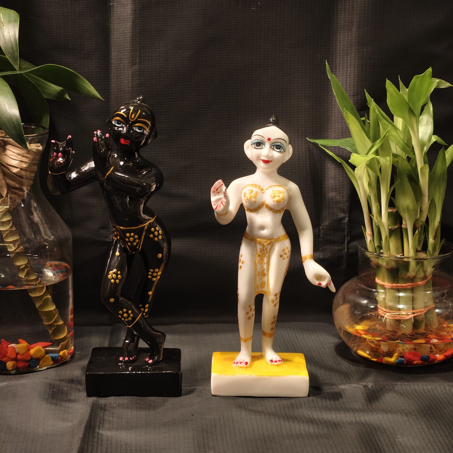 Radha Krishna Jugal Jodi Marble Dust Idol – 9 Inch with Complete Complementary Shringaar - view 2