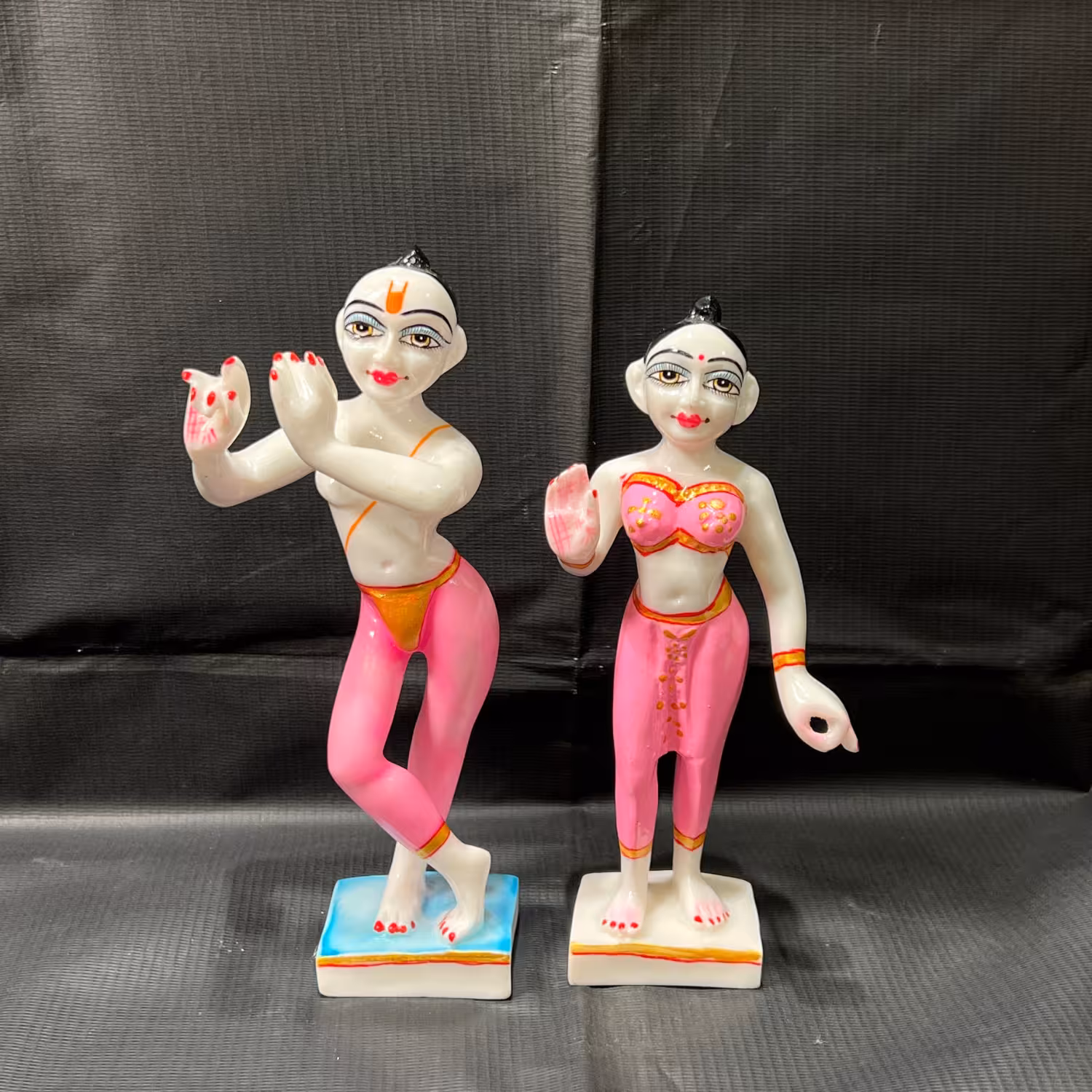 Radha Krishna Jugal Jodi Marble Dust Idol – 9 Inch with Complete Complementary Shringaar - view 5