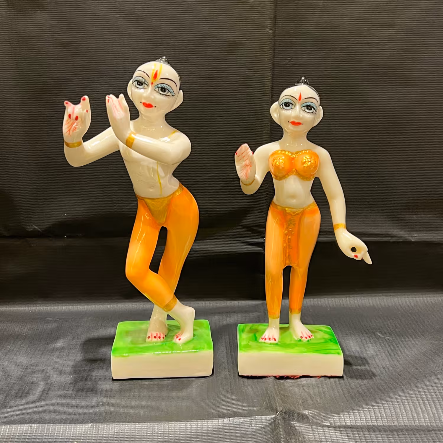 Radha Krishna Jugal Jodi Marble Dust Idol – 9 Inch with Complete Complementary Shringaar - view 7