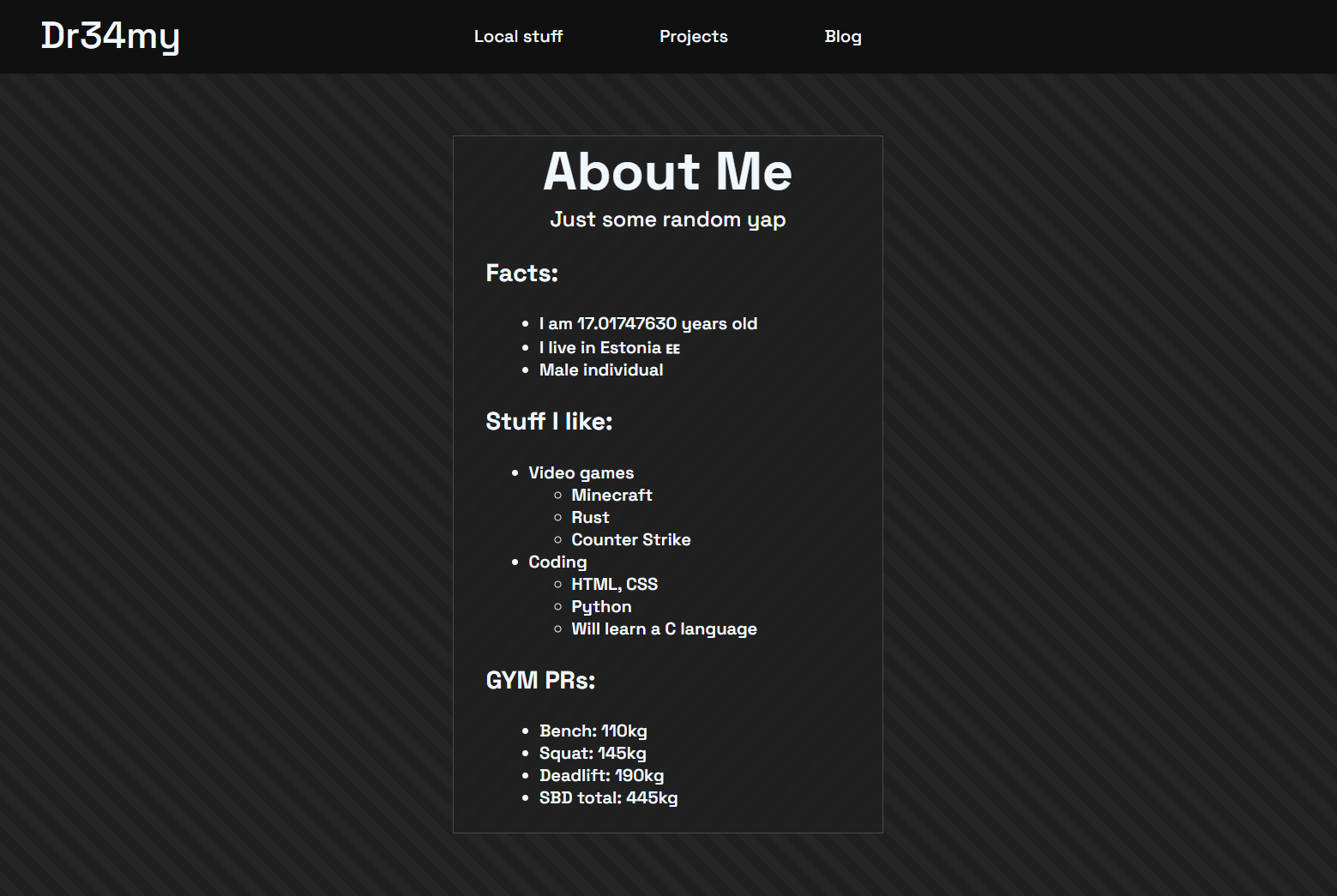 Old About Me Page