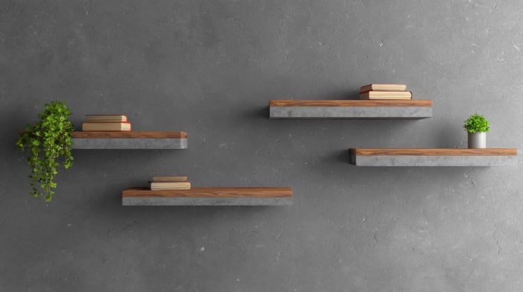 Dark wall shelf background